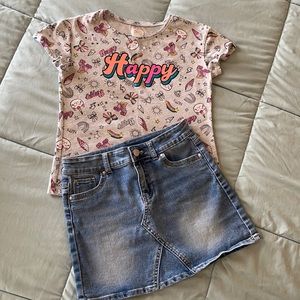 Like New! Little girls Shirt and Jean Skirt